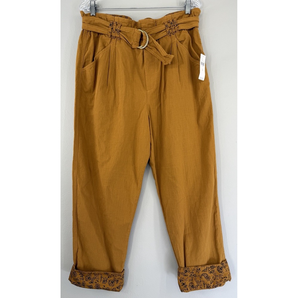 Anthropologie Malin Utility Pants Medium High Rise Paperbag Trousers Belted Boho